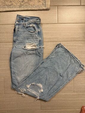 American Eagle Light Blue Baggy Wide-Leg Jeans 6XL